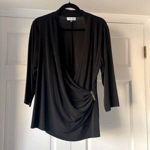 NWOT Calvin Klein black wrap blouse, women size 0X